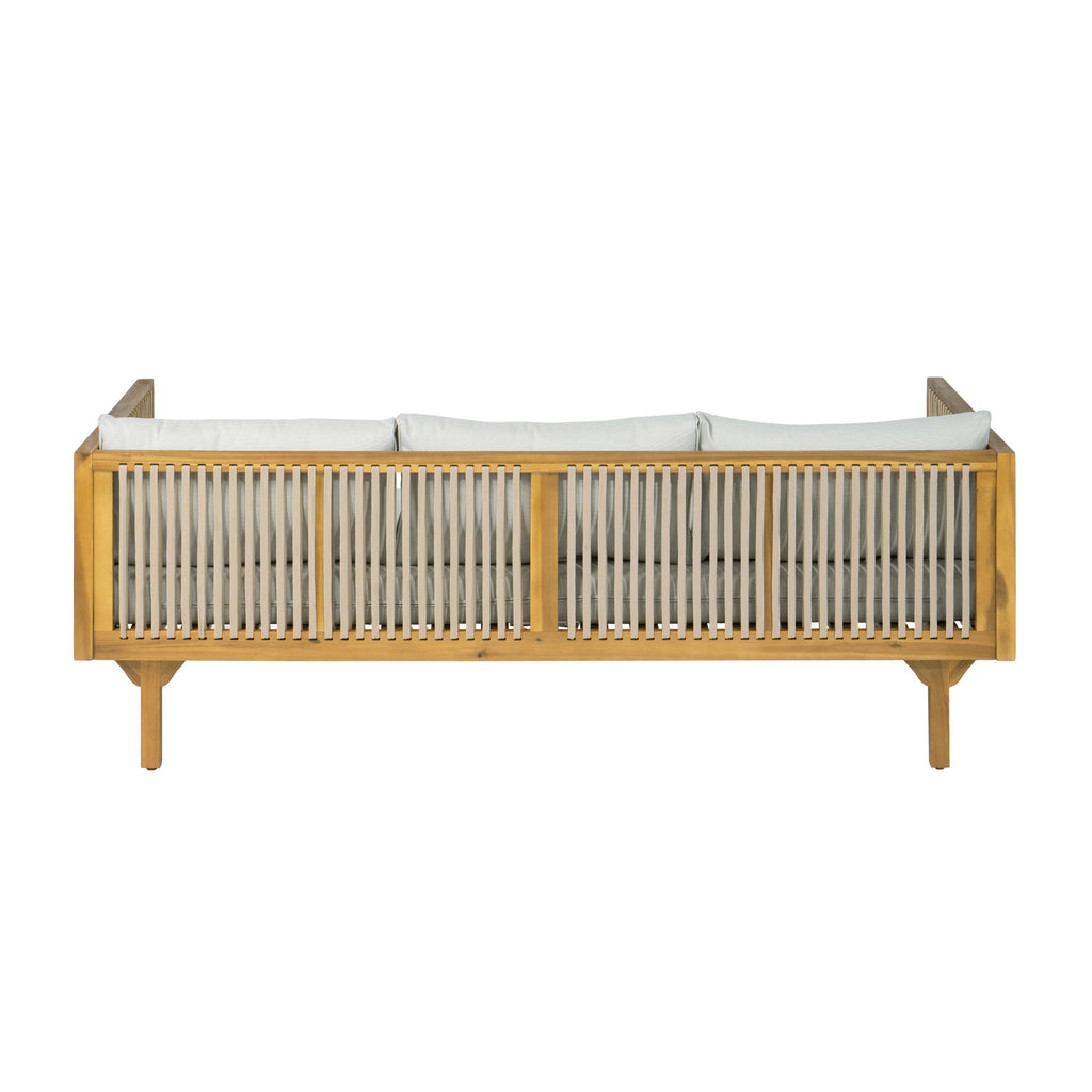 Outdoor Patio Set Modern Minimalist 3 Seater Daybed and Teak Finish Coffee Table