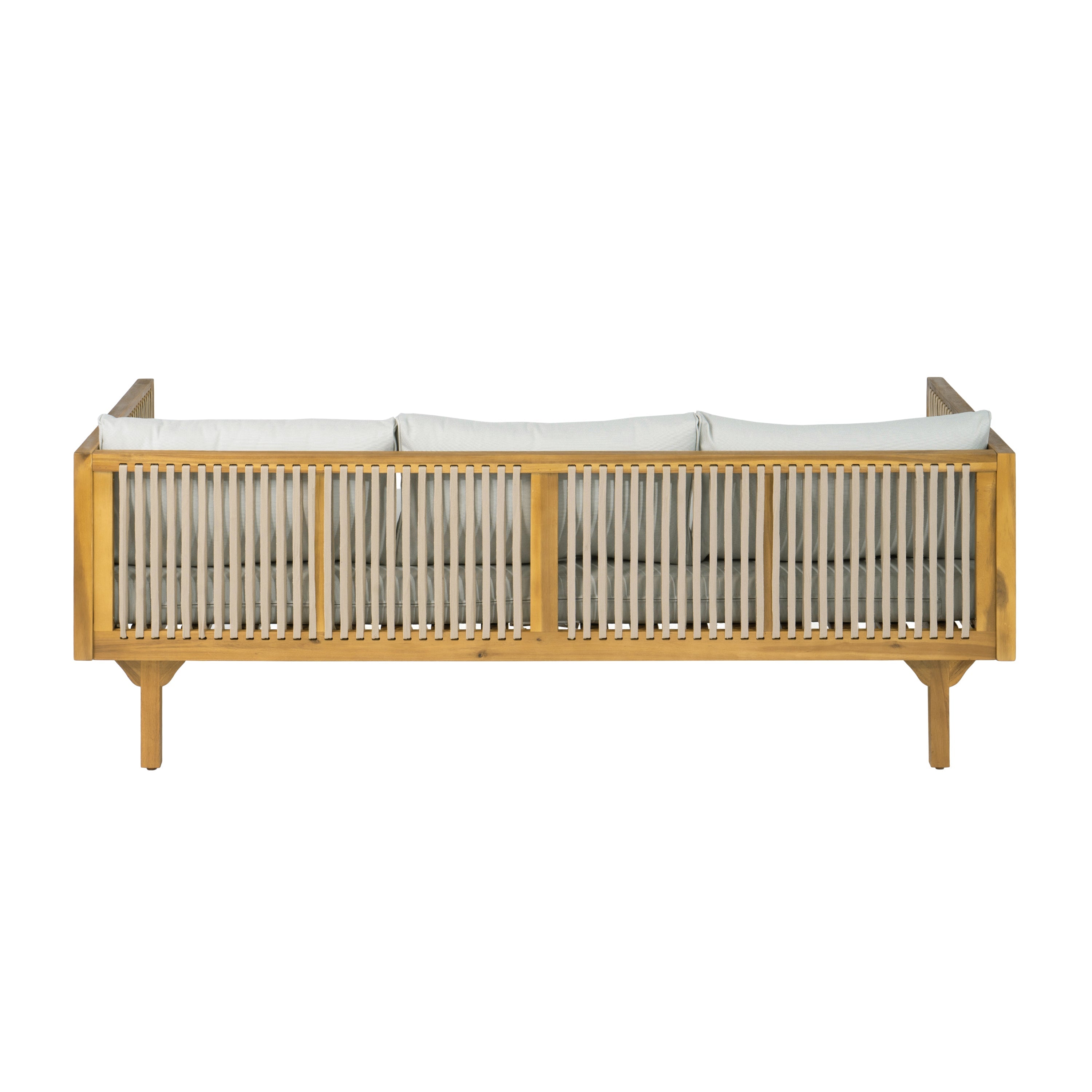 Outdoor Patio Set Modern Minimalist 3 Seater Daybed and Teak Finish Coffee Table