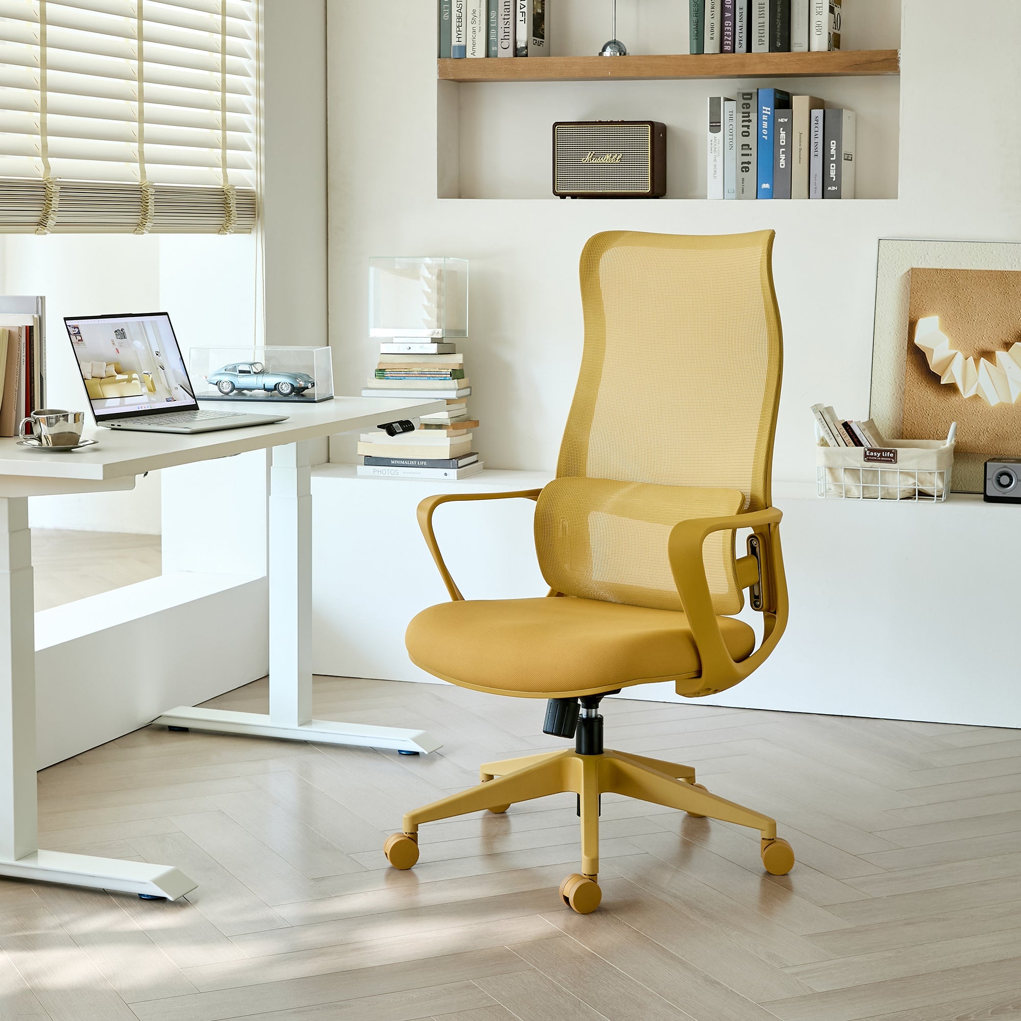 Ergonomic Office Chair Mesh High-Back Yellow 350 LB Lumbar Support Swivel