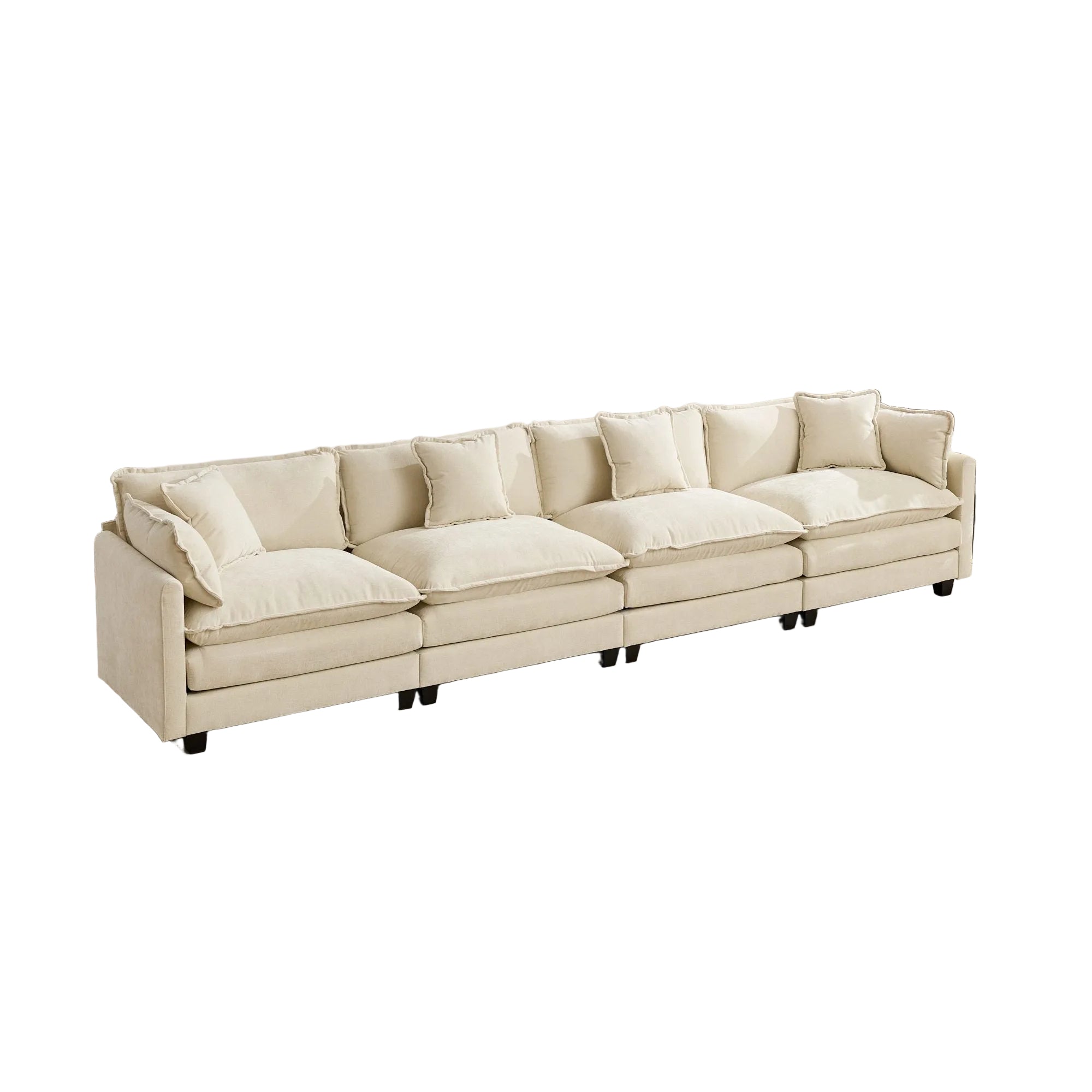 Cloud 4 Seats Sofa (Ottoman is not included) with Chenille Fabric in Beige