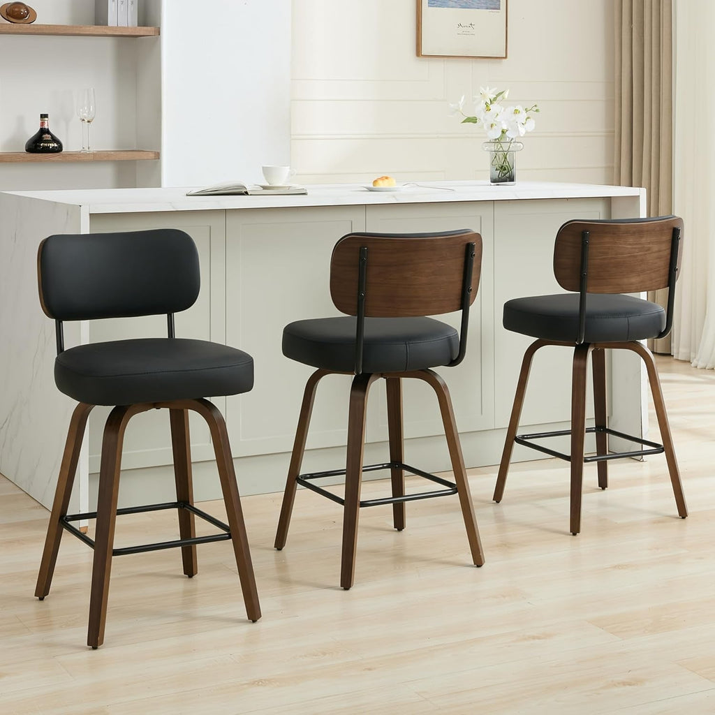 Swivel Bar Stools Set Of 4 26 Inch Counter Height Black