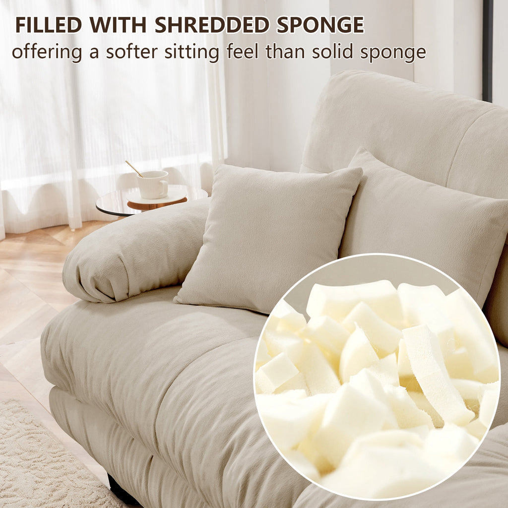 Sectional Sofa L-Shaped Chenille Light Coffee Convertible Ottoman