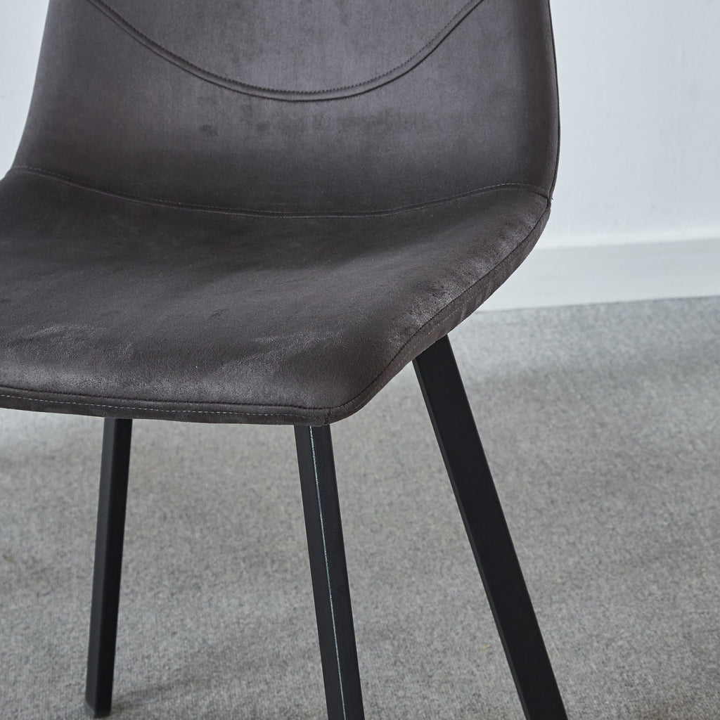 Dining Chair Mid-Century Modern Velvet Gray Metal Legs Set of 2