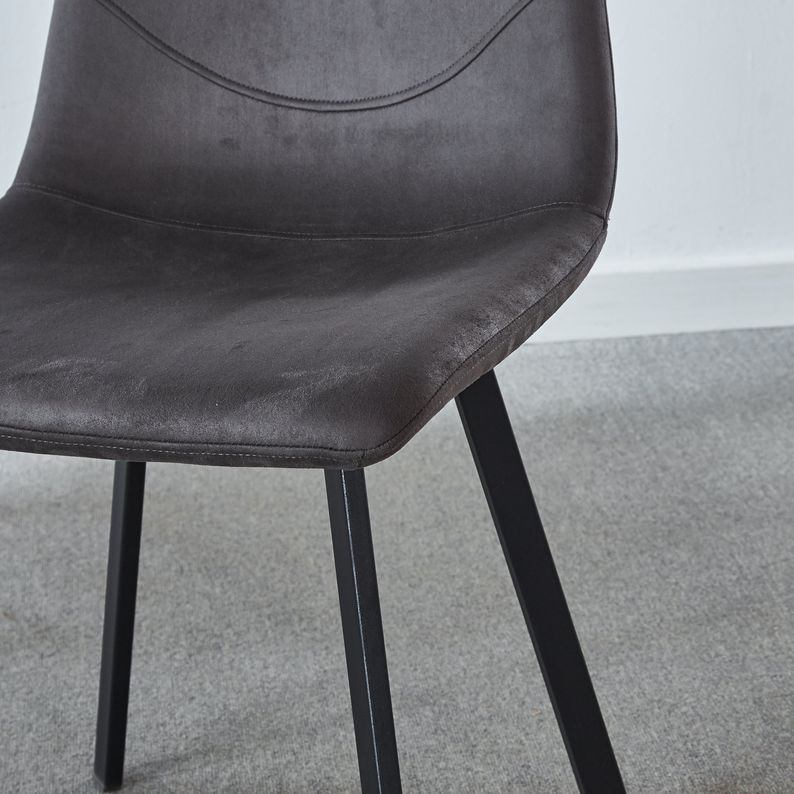 Dining Chair Mid-Century Modern Velvet Gray Metal Legs Set of 2