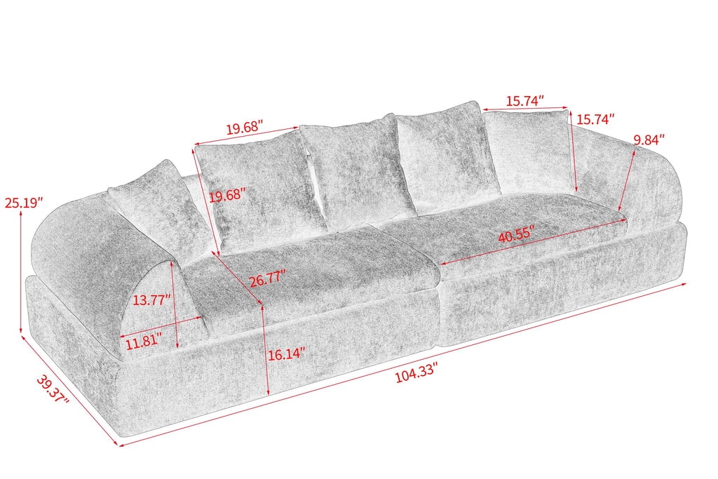 Sectional Sofa Cloud Modular with Deep Fluffy Seats No Assembly Required