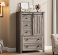 Grey Farmhouse Dresser 48 Inch Five Drawer Organizer With Barn Door