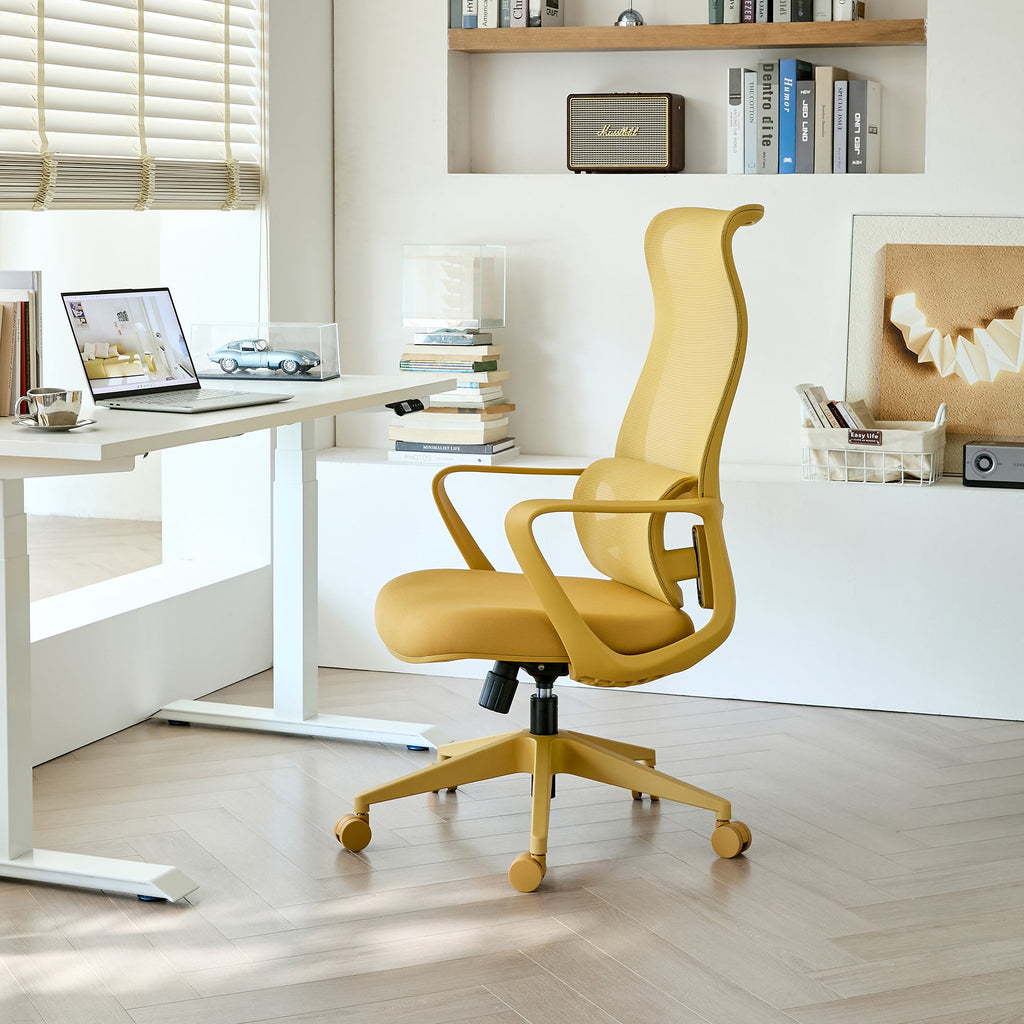 Ergonomic Office Chair Mesh High-Back Yellow 350 LB Lumbar Support Swivel
