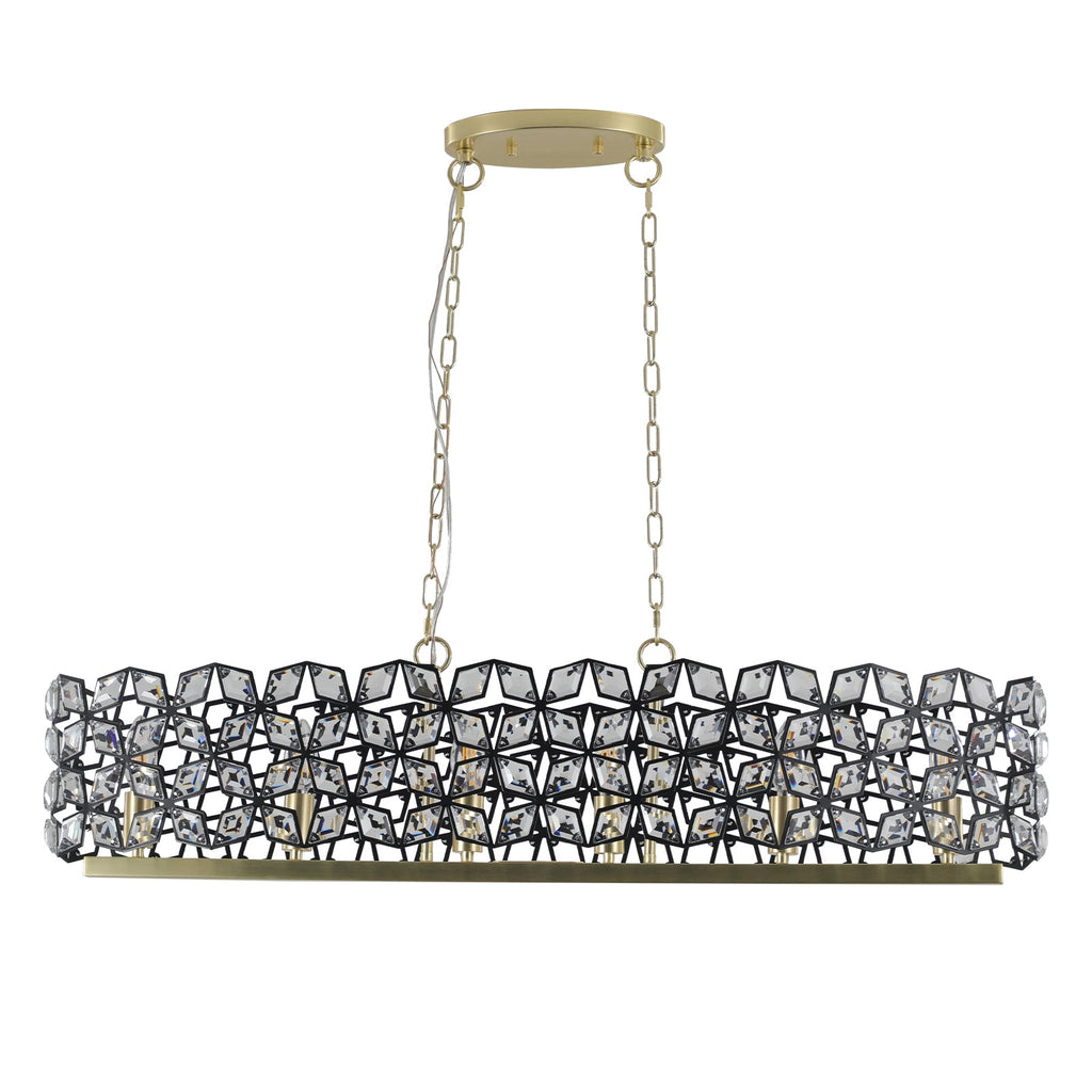 Chandelier Crystal Black Gold Geometric Modern Pendant 39 In
