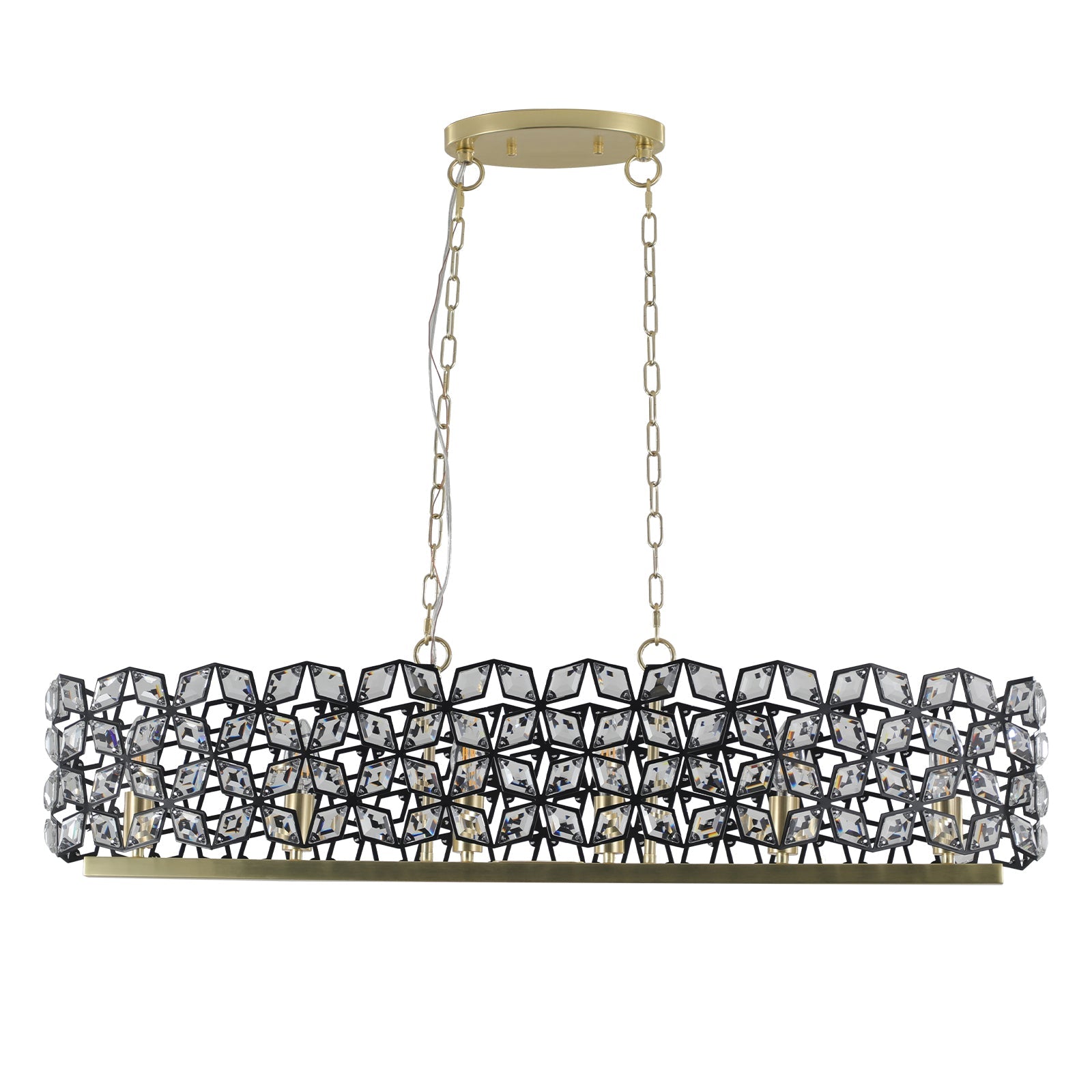 Chandelier Crystal Black Gold Geometric Modern Pendant 39 In