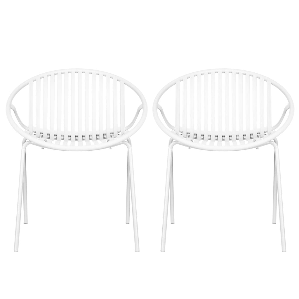 Stackable Outdoor Chairs with Breathable Plastic Backrest (Set of 2)