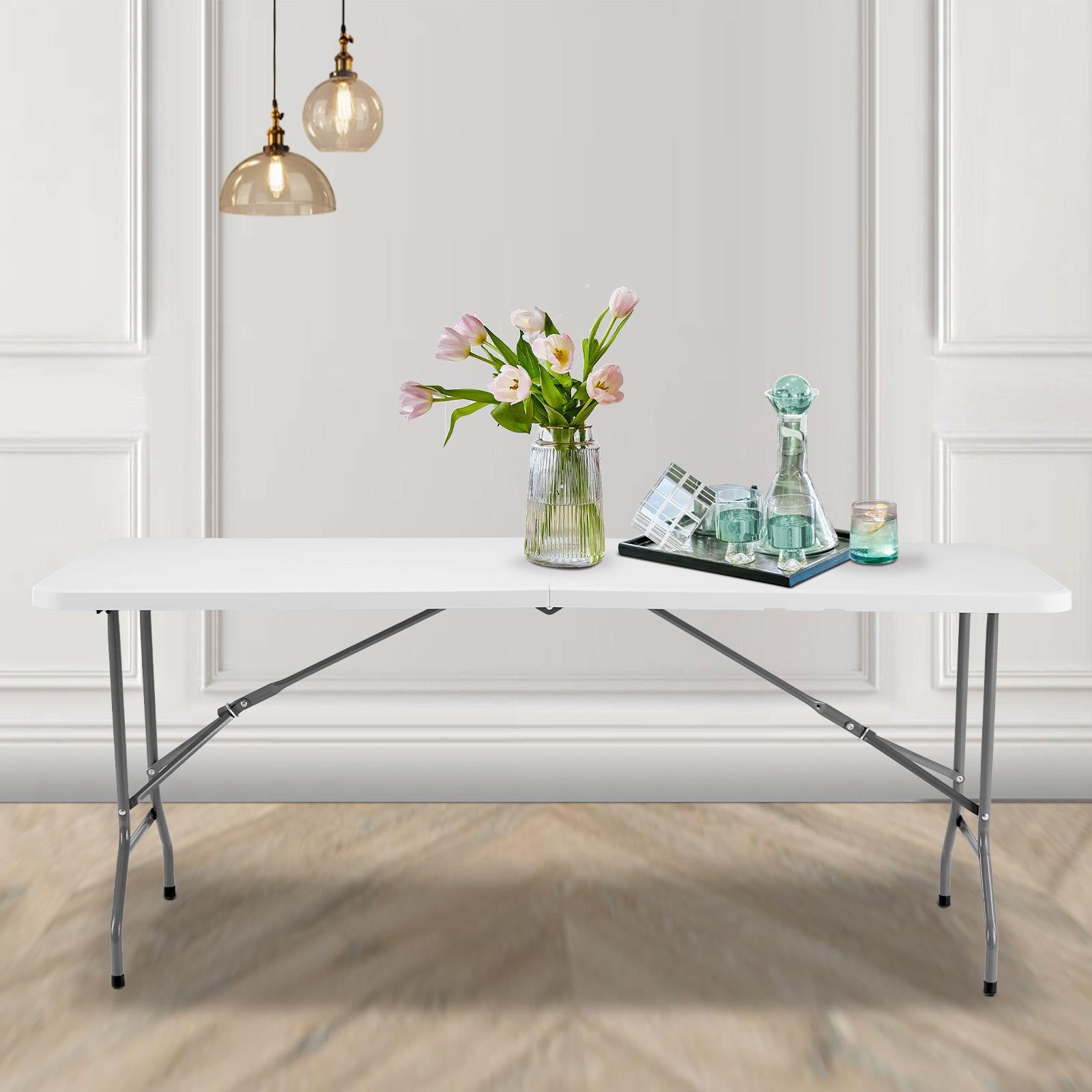 Folding Table Outdoor Indoor Heavy Duty Portable Table with Carrying Handle for Camping Picnic Party
