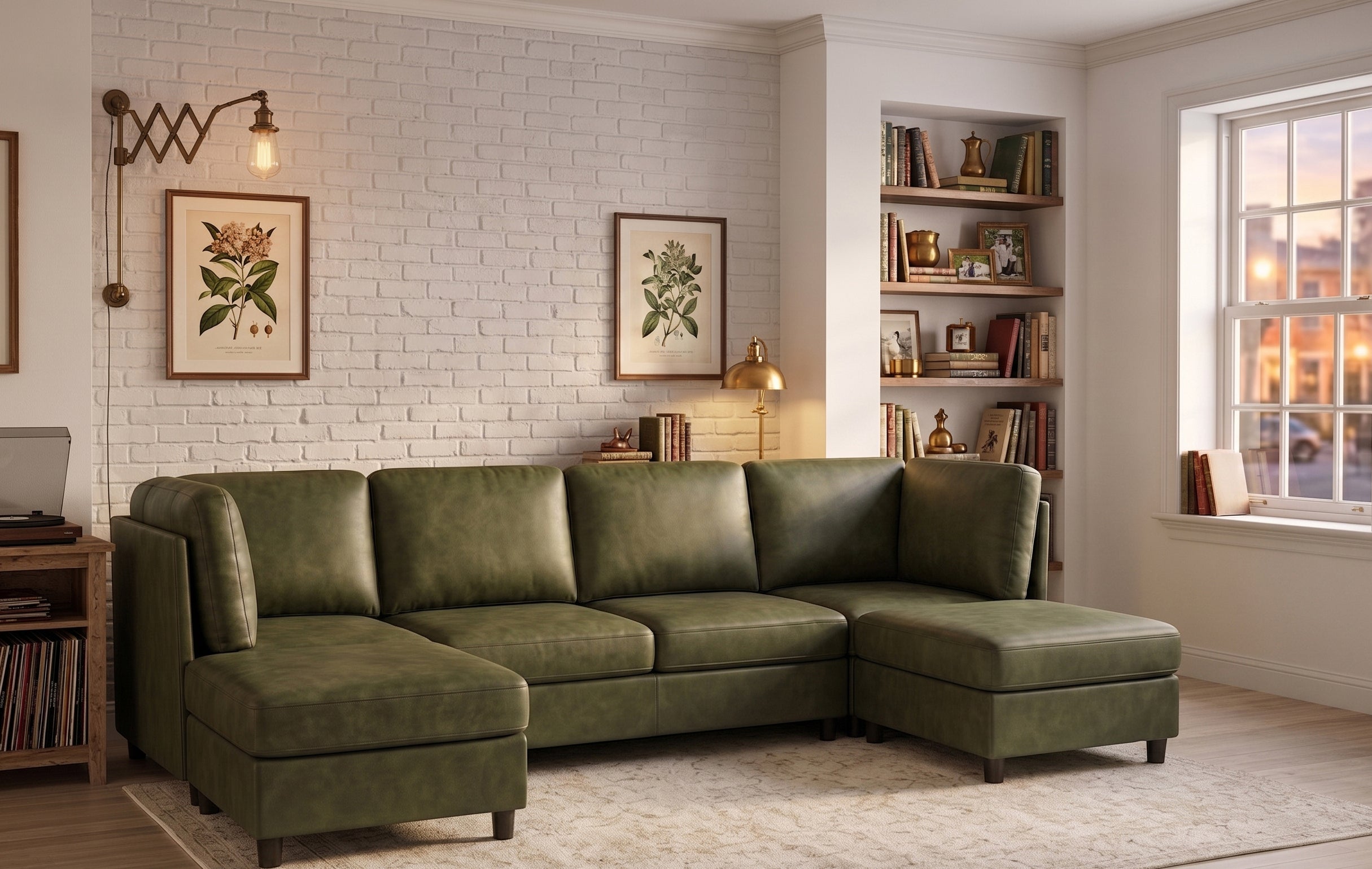 Sectional Sofa Modern Modular Faux Leather