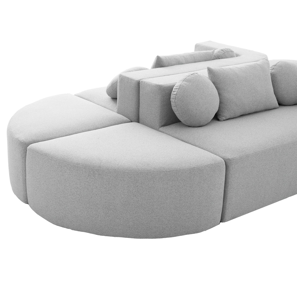 Sectional Sofa U-Shape Modular Boucle Gray 6-Seat Deep Seating 114.9x64.5 In