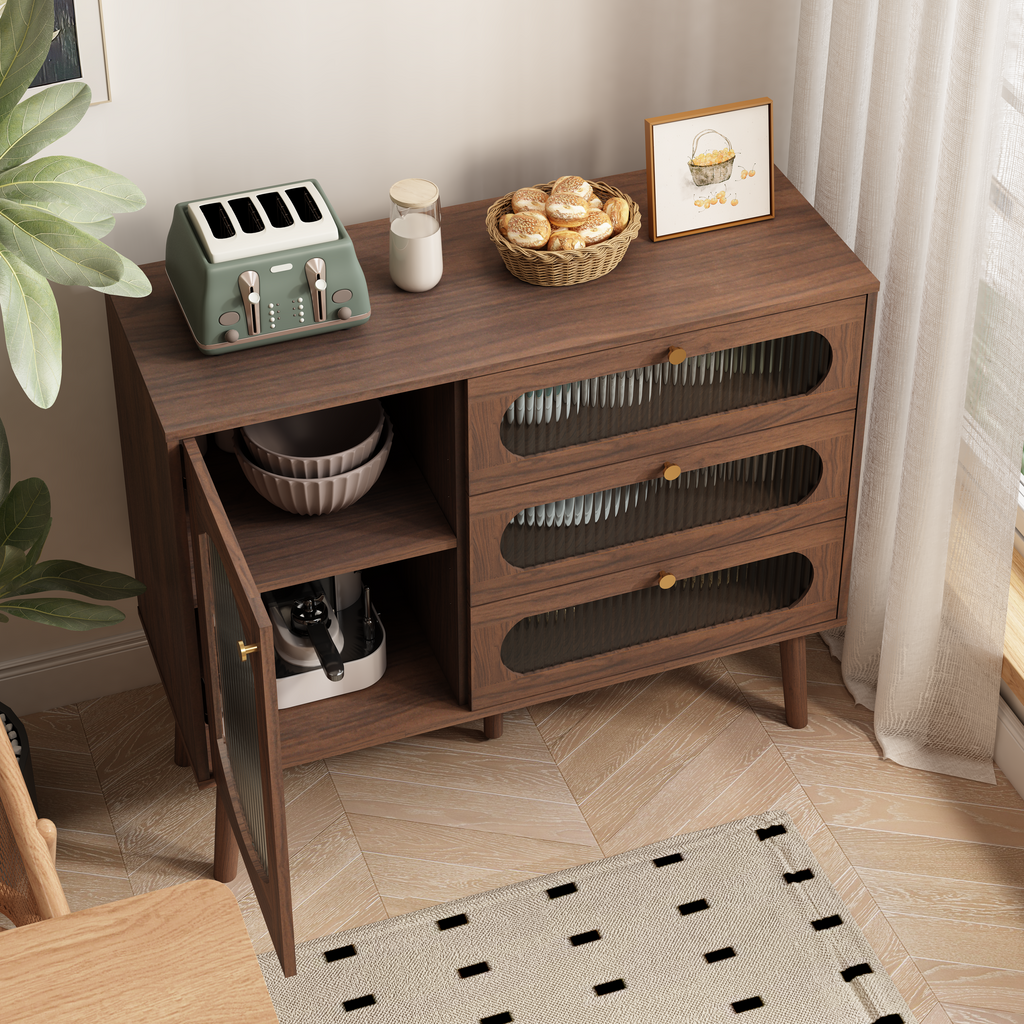 Chest of Drawers 3-Drawer Natural Particle Board 4 Legs 39.37x31.69 In