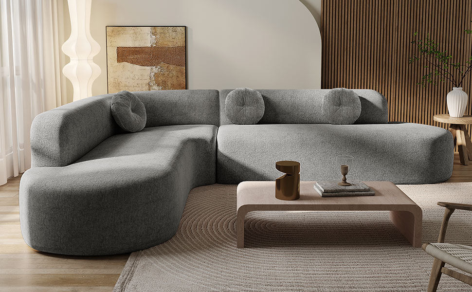 Sofa Sectional Modern Curved Design Soft Fabric Upholstery Roomy 122 Inch Length