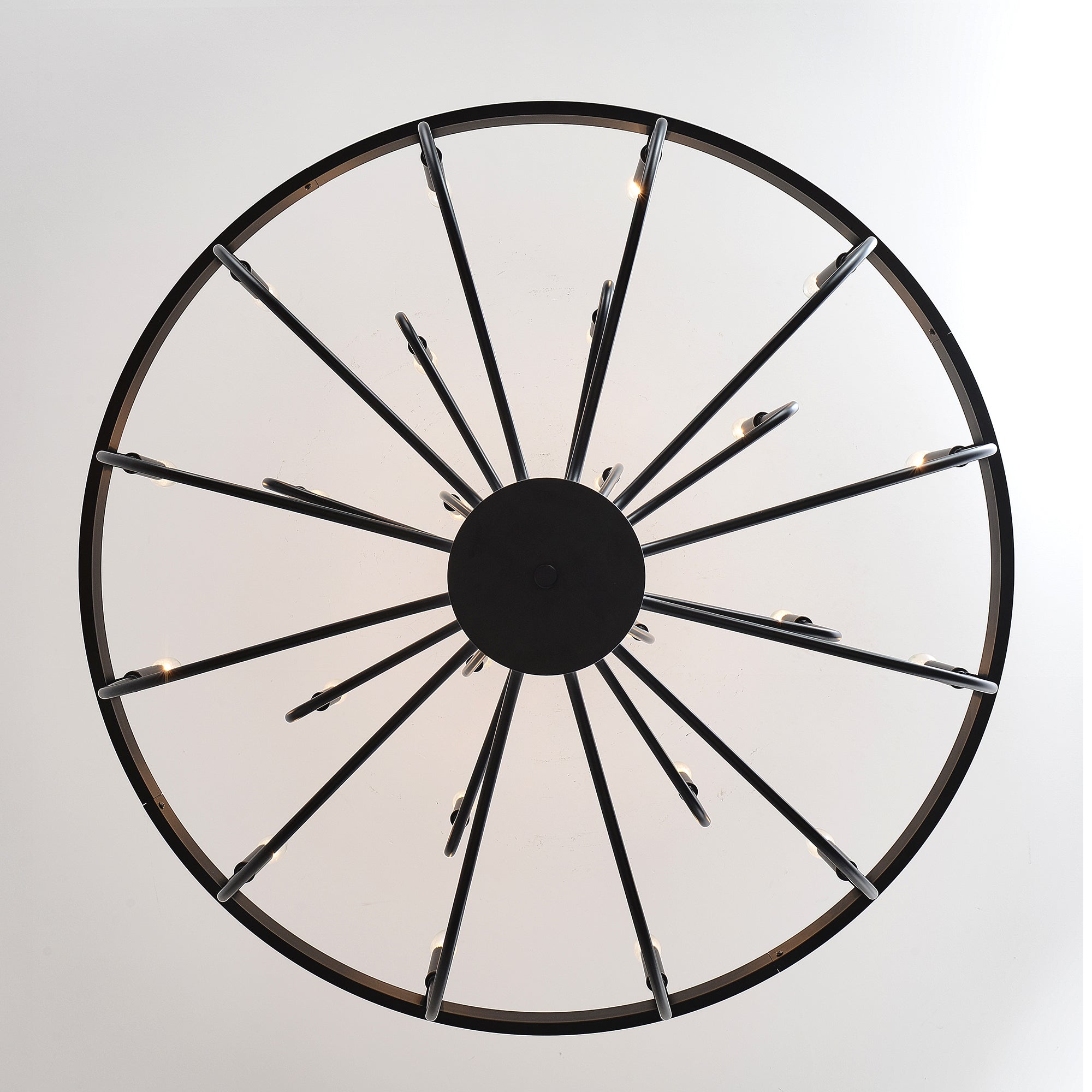 Chandelier 36-Light Black Industrial Iron Candle Farmhouse Pendant