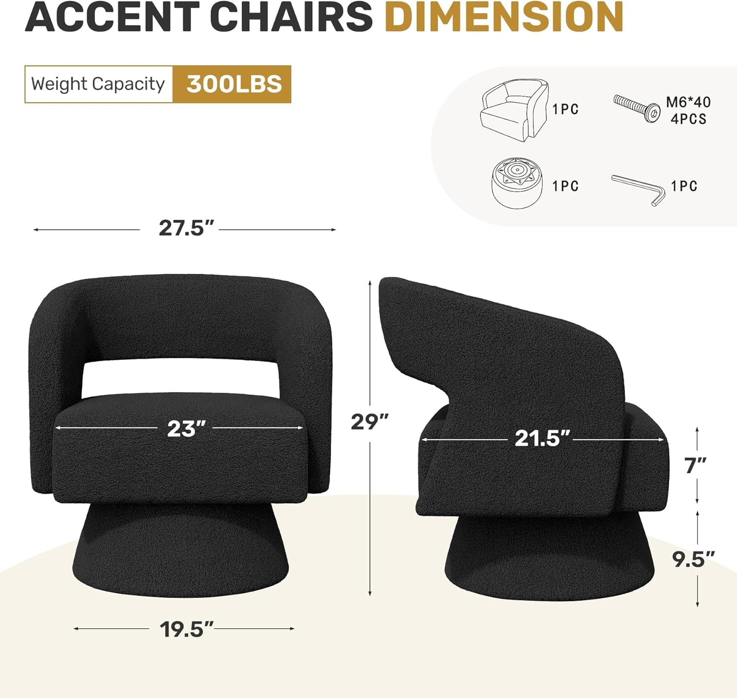 Black ThreeSixty 360 Swivel Armchair Premium Collection