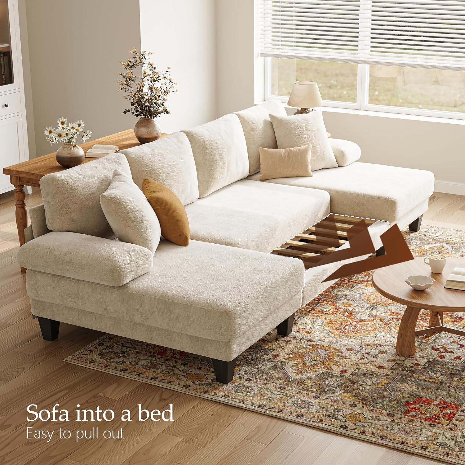 Sleeper Sofa Bed 112Inches PullOut LivingRoom Comfort