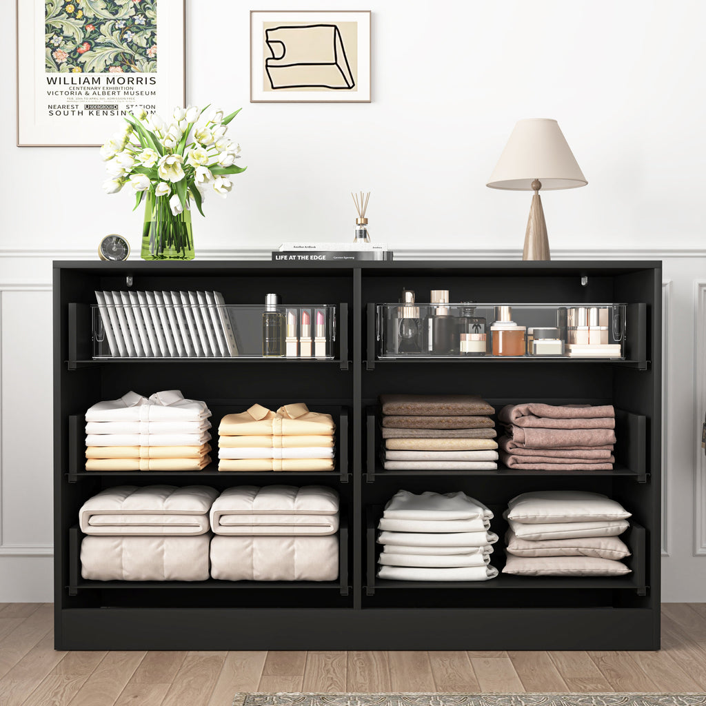 Dresser Modern 6-Drawer Black Particle Board 47.2x15.74x30.3 In