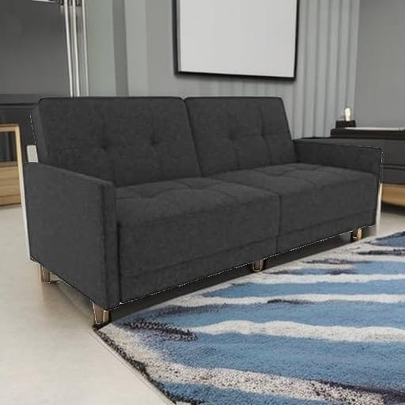 Contemporary Upholstered 76 Inch Grey Sleeper Sofa