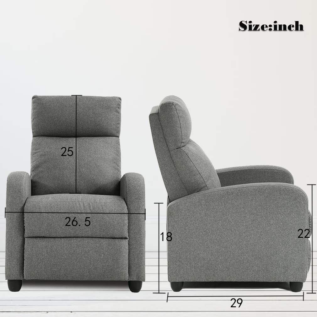 Grey Recliner Massage Chair With Lumbar Support Living Room