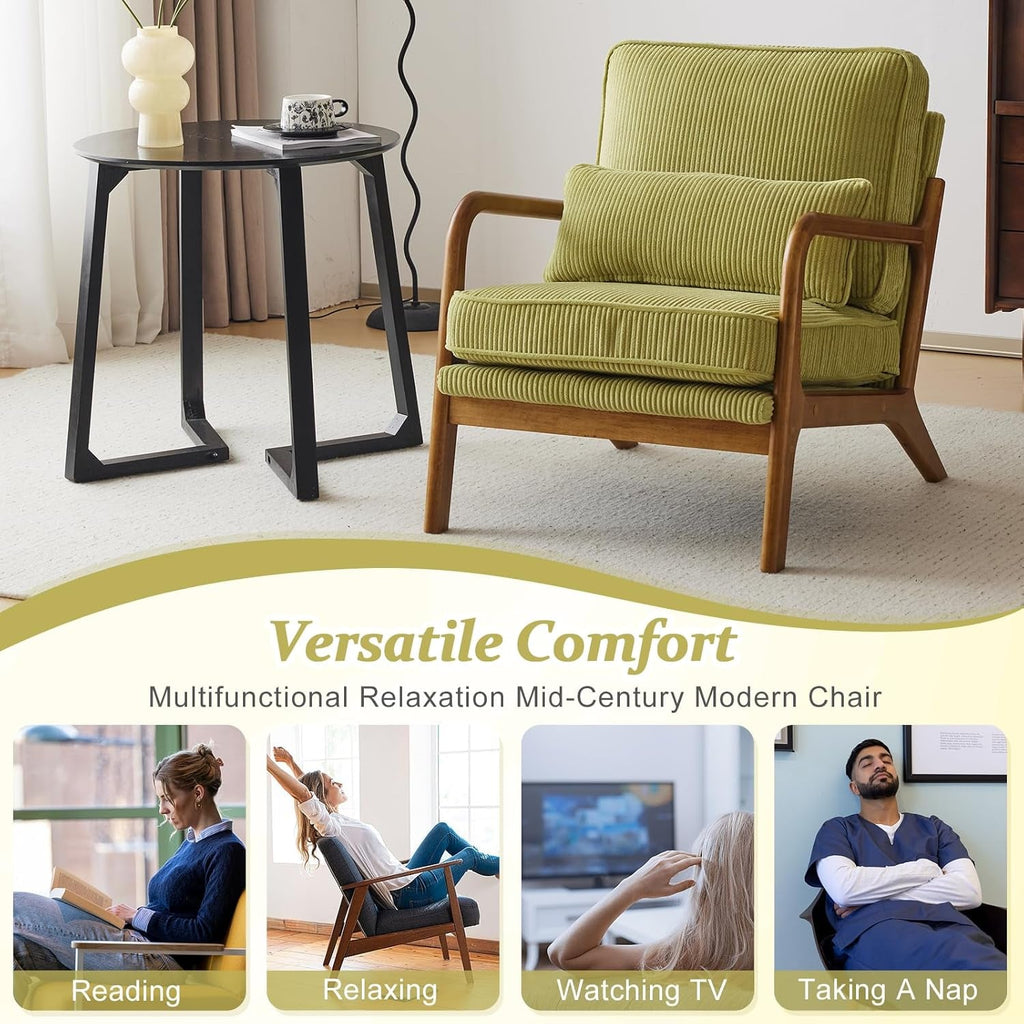 Nightshade Green Armchair With Lumbar Pillow Home Office