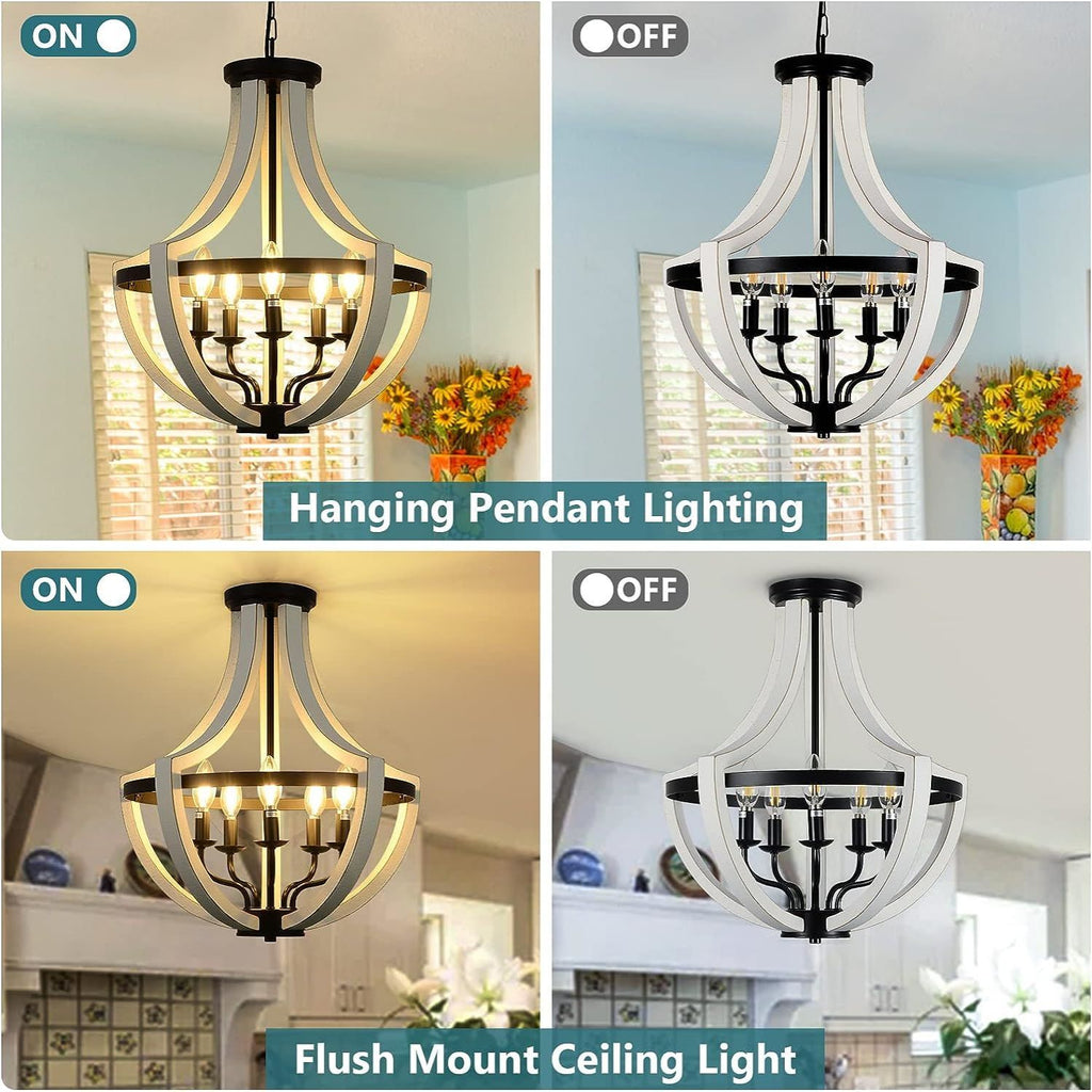 Modern White Solid Wood Chandelier
