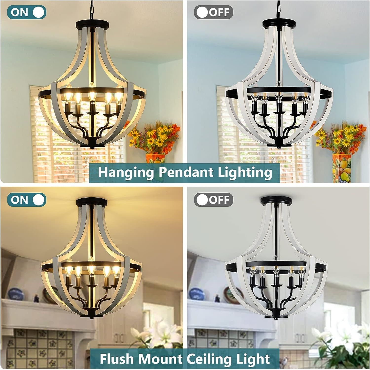 Modern White Solid Wood Chandelier
