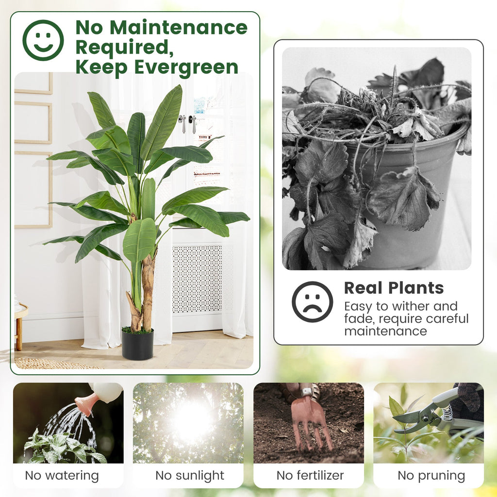 5.3 Feet Tall Bird of Paradise Artificial Plant Faux Banana Leaf Tree