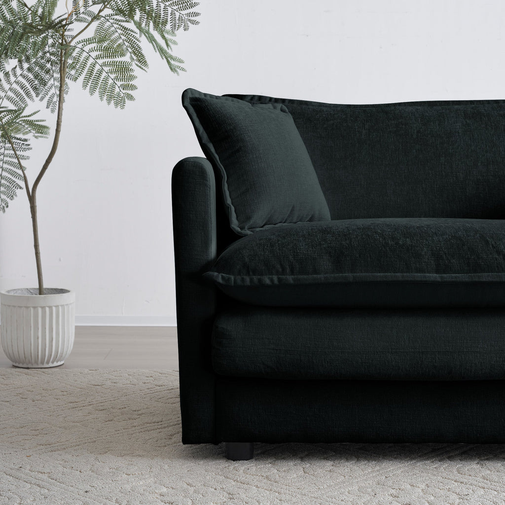 Mid-Century Modern Couch 3-Seater Sofa with Pillows