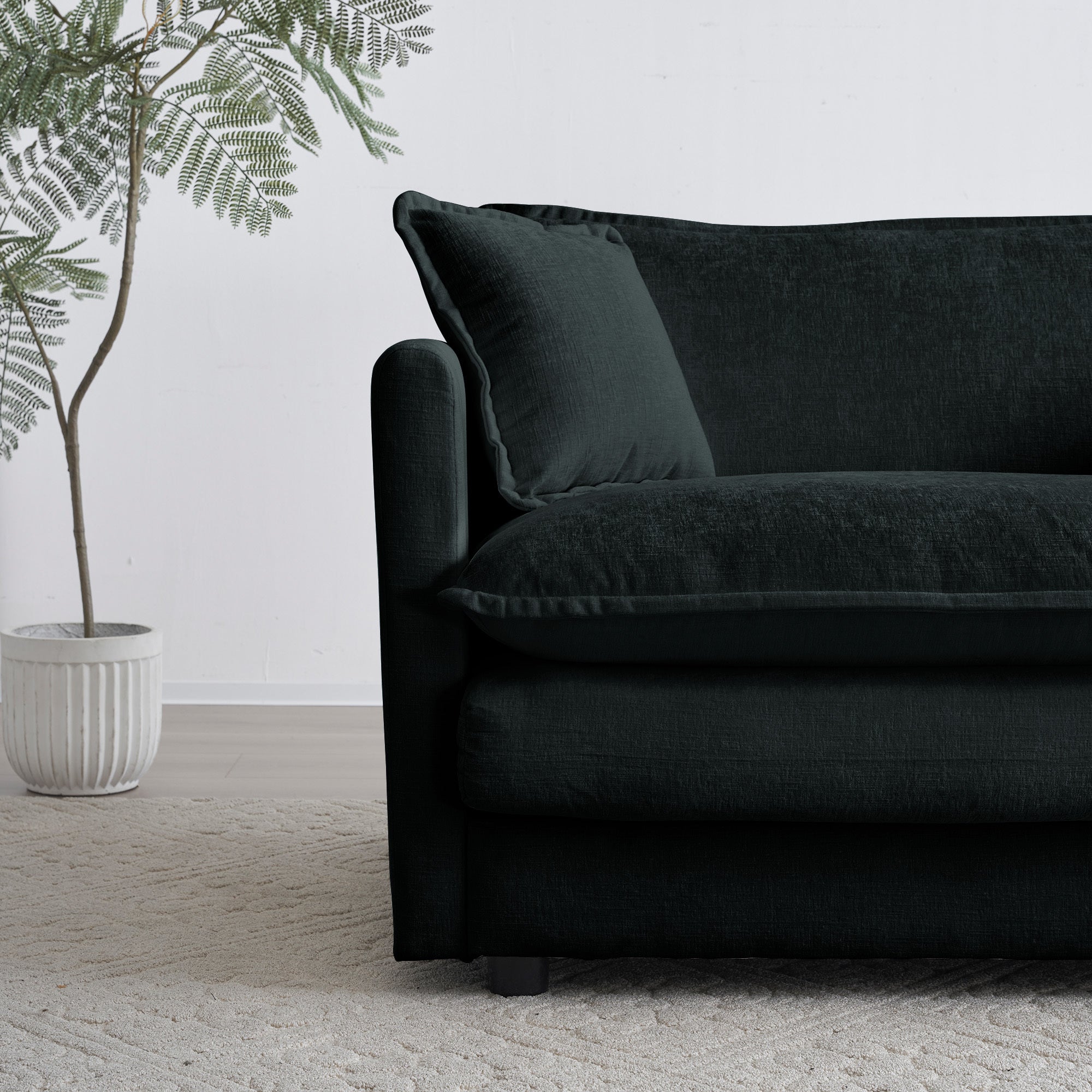 Mid-Century Modern Couch 3-Seater Sofa with Pillows