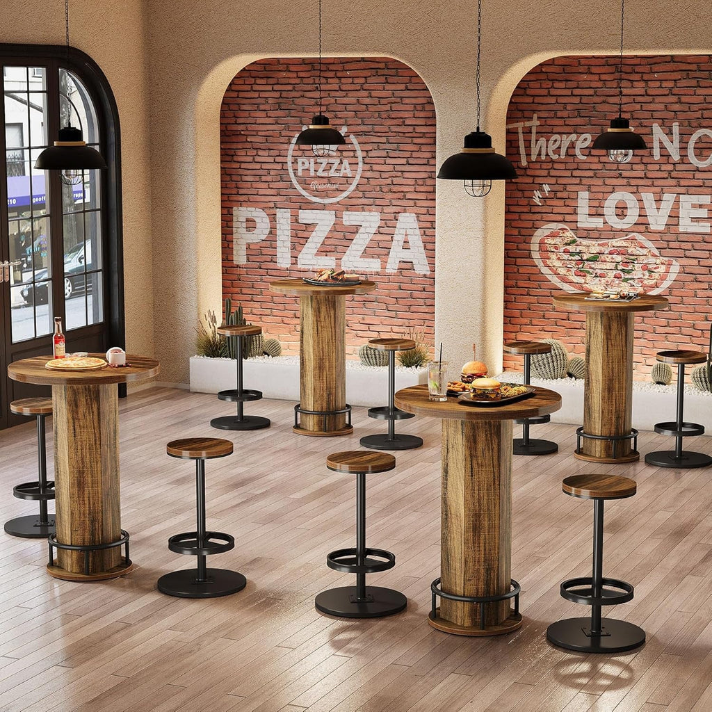 Round Bar Table With Chairs Matte Black Powder coated