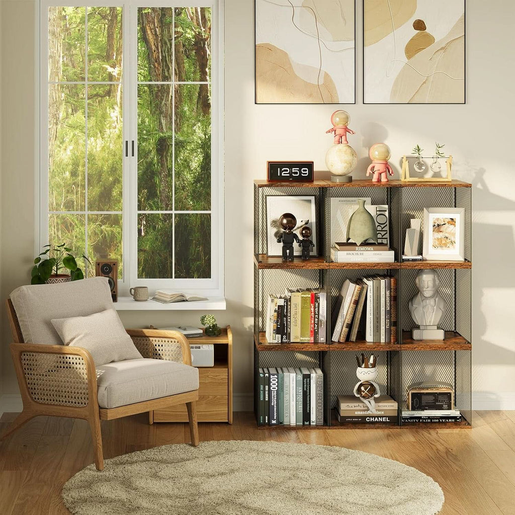 2 Cube Stackable Book Shelves Organizer Black Brown Wood For Kids Rooms And Living Spaces