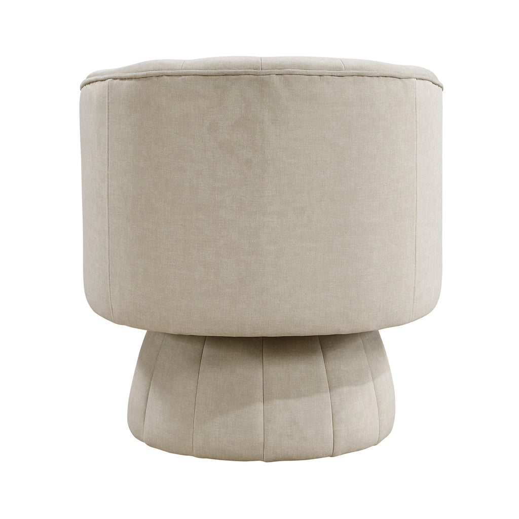 Taupe Velvet Accent Chair Modern Luxury Living Room Furniture, 1pc Swivel Chair Comfortable Barrel Back