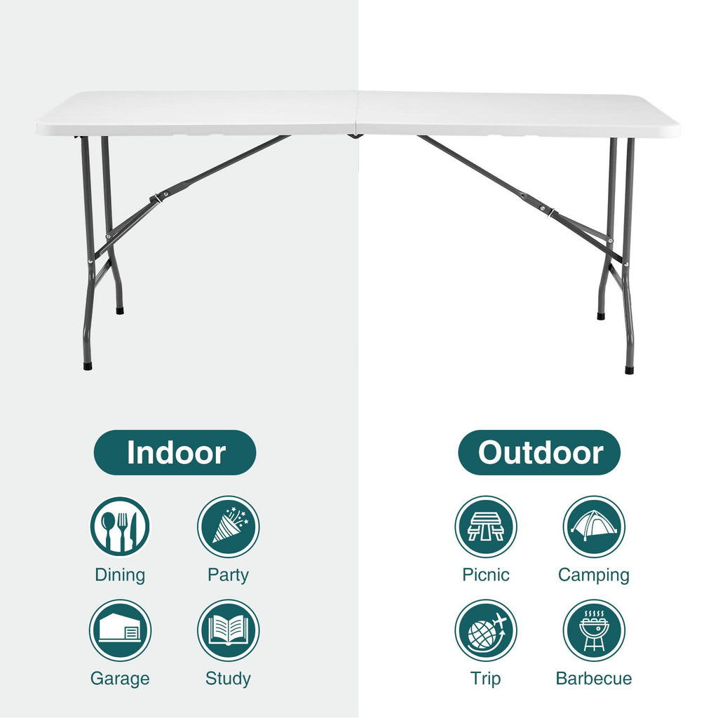Folding Table Outdoor Indoor Heavy Duty Portable Table with Carrying Handle for Camping Picnic Party