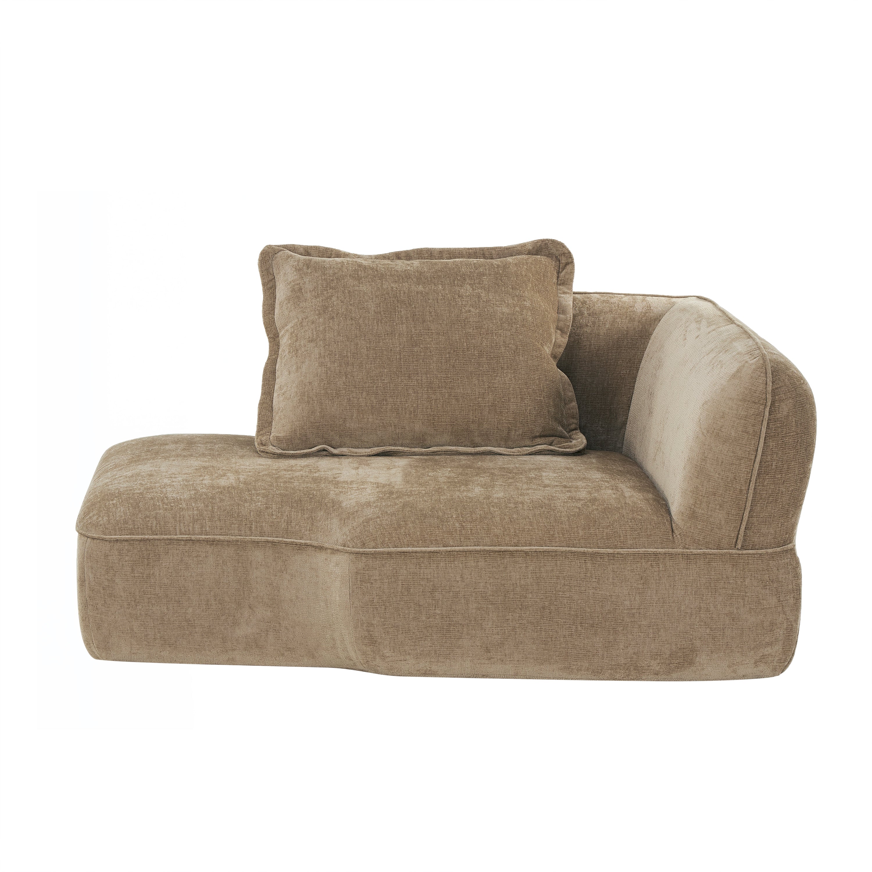 Sectional Sofa L-Shape Deep Seat Polyester Off-White 4 Seat 122 In