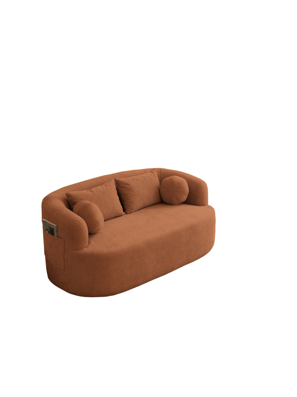 Loveseat Memory Foam Chenille Orange 2-Seat No Assembly Required 67.32 In