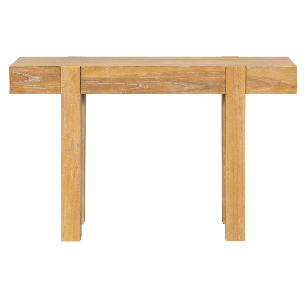 Rustic Console Table, Hidden Drawer, Side Power Outlet, Entryway Table, Natural