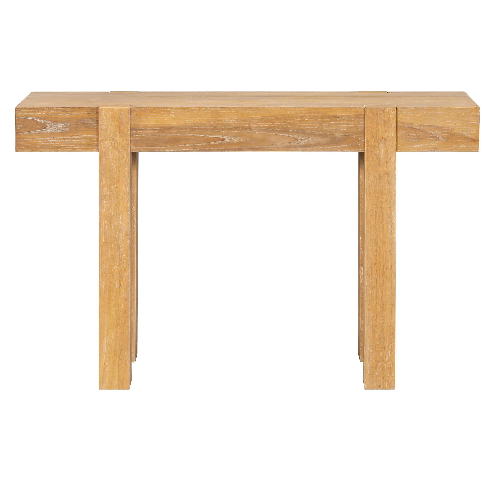 Rustic Console Table, Hidden Drawer, Side Power Outlet, Entryway Table, Natural