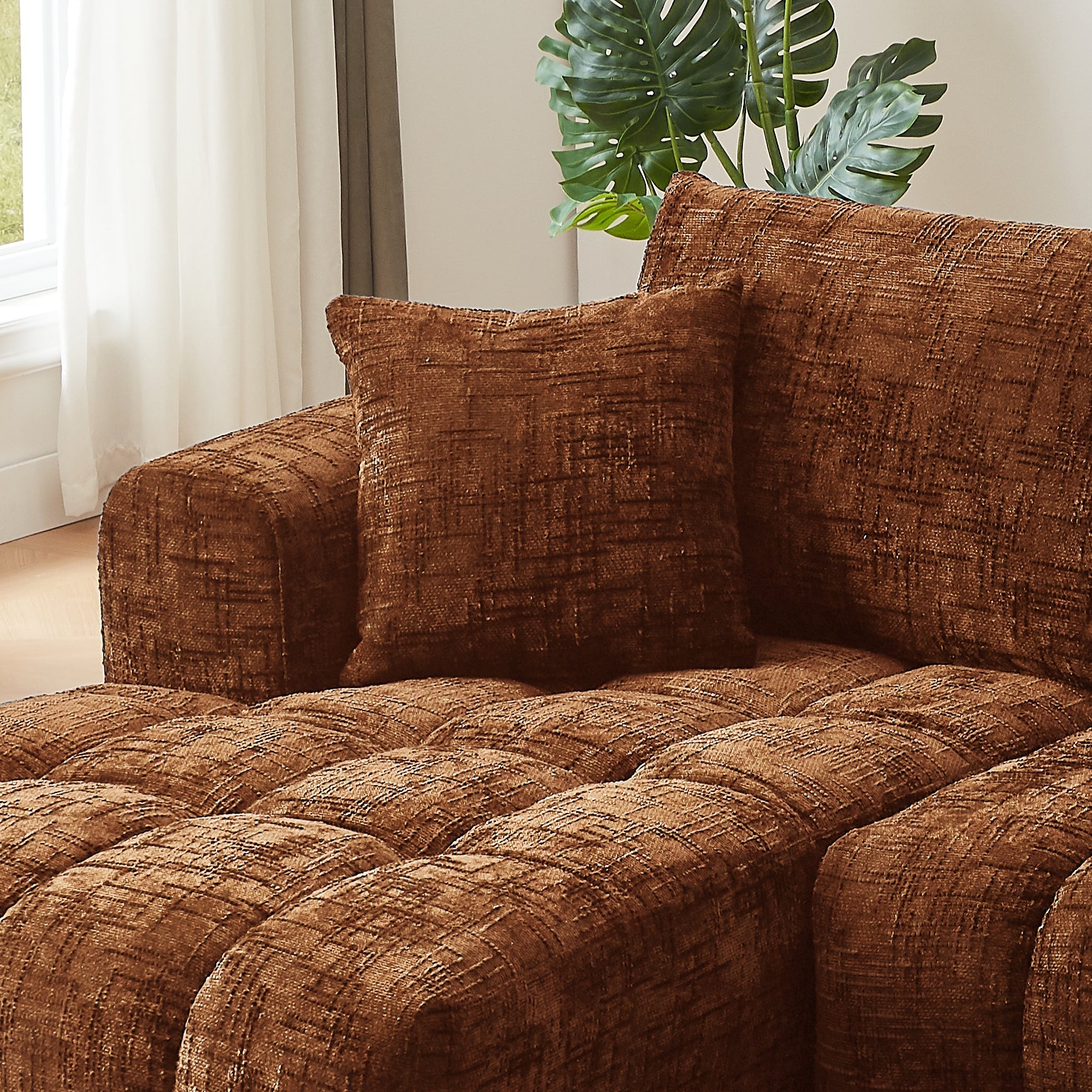Sectional Sofa L-Shape Chenille Sleeper Oversized No Assembly Required