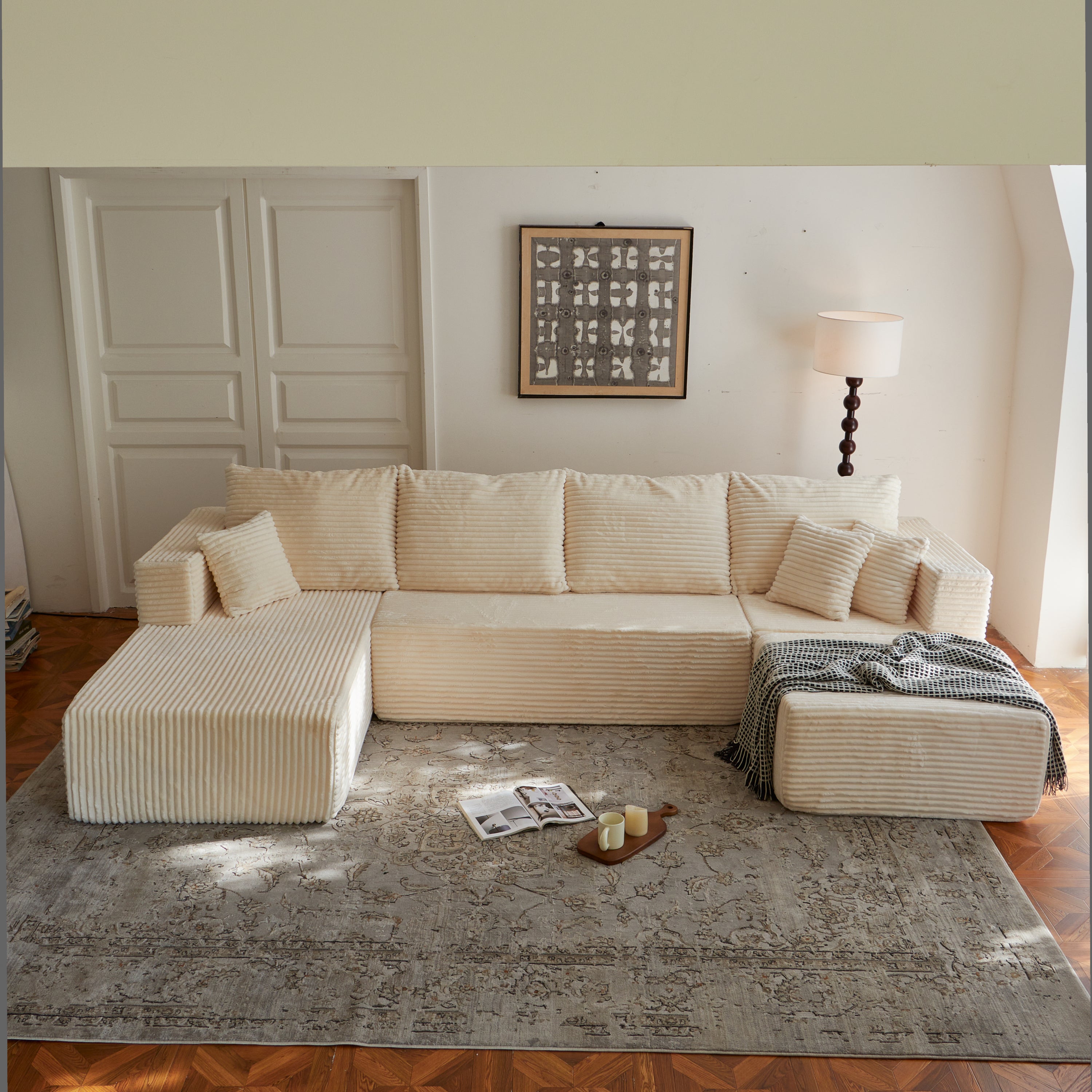 Sectional Sofa U Shape Cloud Modular Deep Seat Upholstered No Assembly