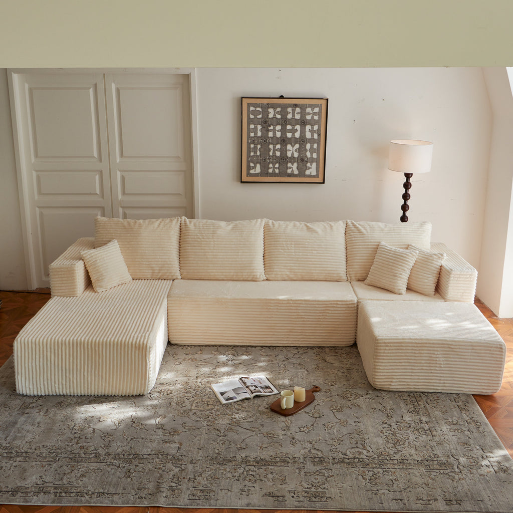 Sectional Sofa U Shape Cloud Modular Deep Seat Upholstered No Assembly
