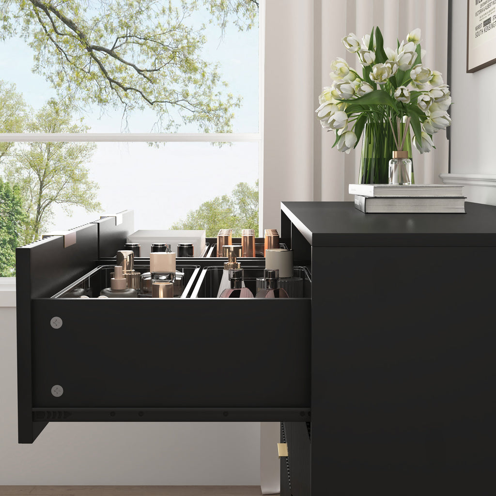 Dresser Modern 6-Drawer Black Particle Board 47.2x15.74x30.3 In