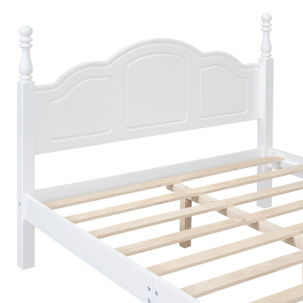 Full Size Wood Platform Bed Frame,Retro Style Platform