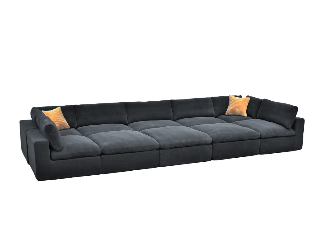 Sectional Sofa Modular Polyester Dark Gray 10 Seat 200 In