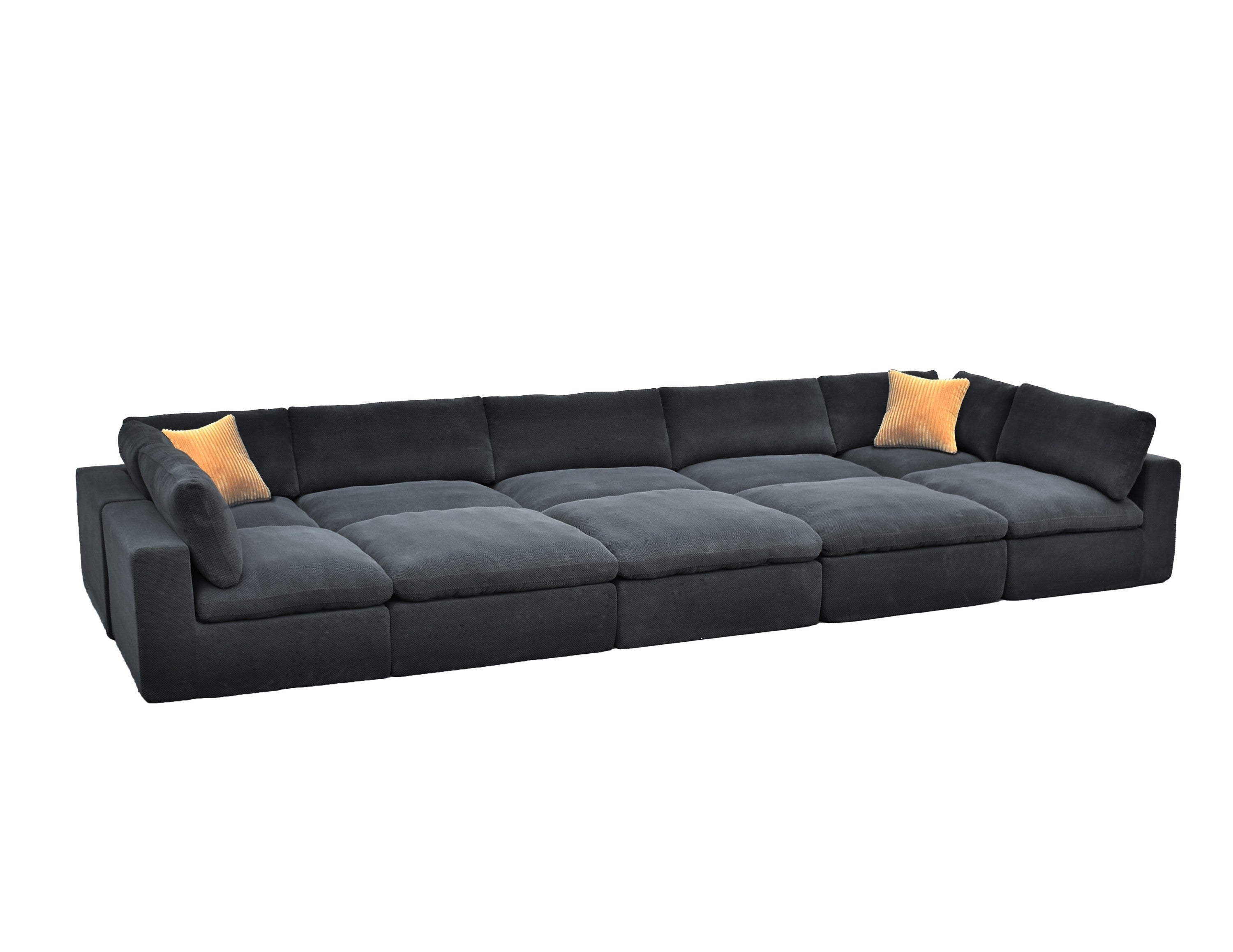 Sectional Sofa Modular Polyester Dark Gray 10 Seat 200 In