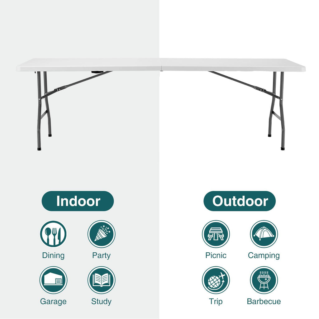 Folding Table Outdoor Indoor Heavy Duty Portable Table with Carrying Handle for Camping Picnic Party