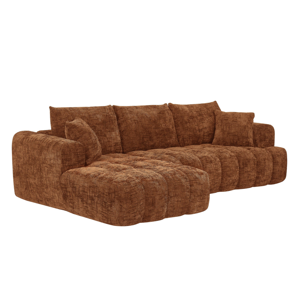 Sectional Sofa L-Shape Chenille Sleeper Oversized No Assembly Required