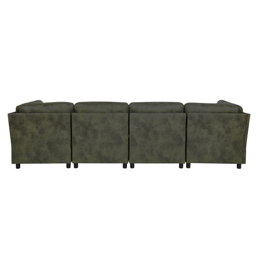 Sectional Sofa Modern Modular Faux Leather