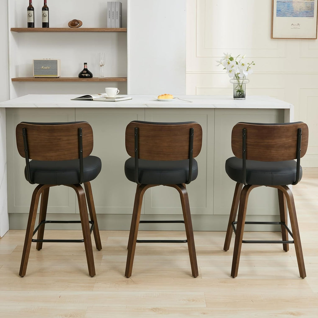 Swivel Bar Stools Set Of 4 26 Inch Counter Height Black